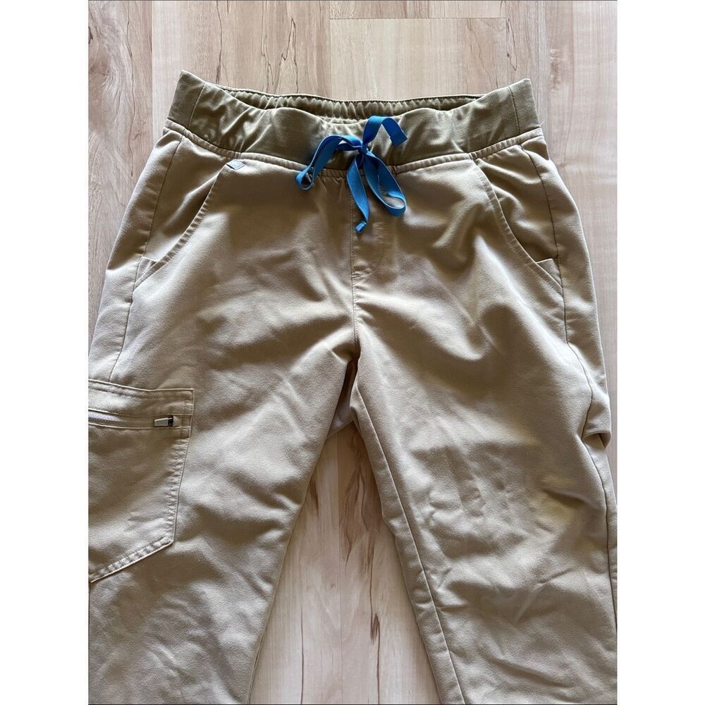 Figs RETIRED COLOR Sand Zamora Scrub Pants with Blue Drawstring - Picture 2 of 4